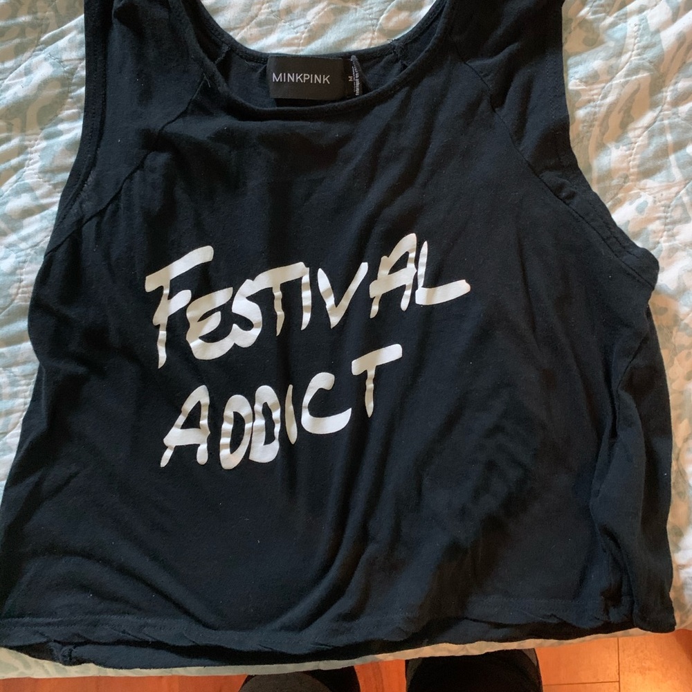 Festival addict mink pink crop Tank